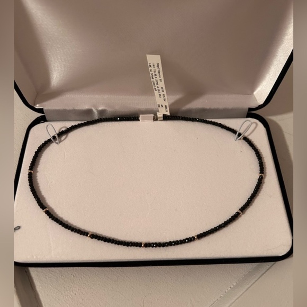 NWT 14k Yellow Gold, Black Spinal Gem, Women Necklace